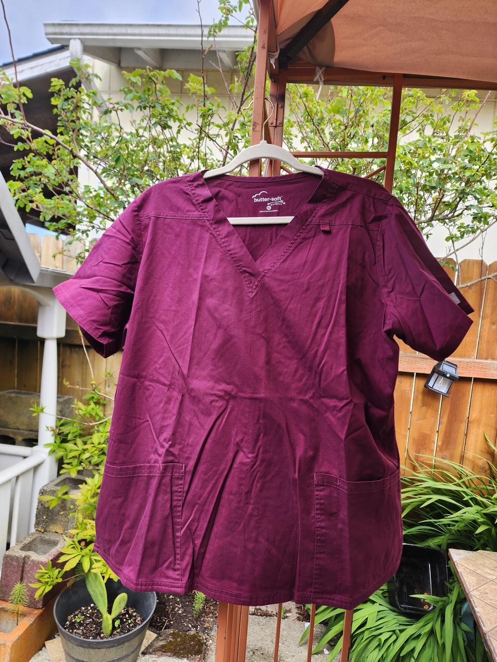 Uniform Advantage Women's Scrub Top in Deep Berry